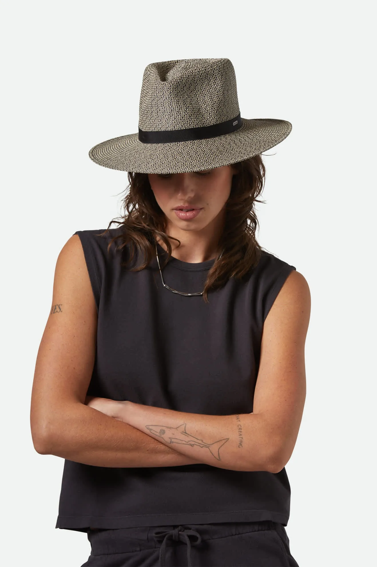 Carolina Straw Packable Travel Hat - Black/Natural Brixton