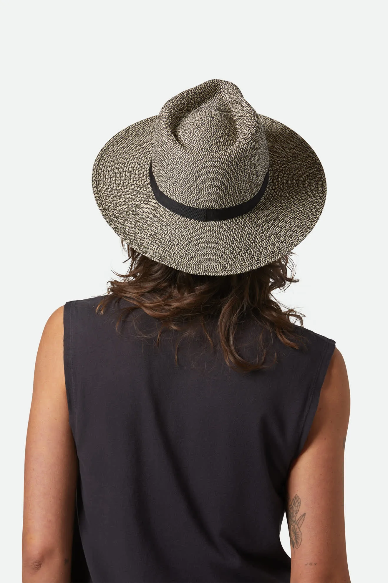 Carolina Straw Packable Travel Hat - Black/Natural Brixton
