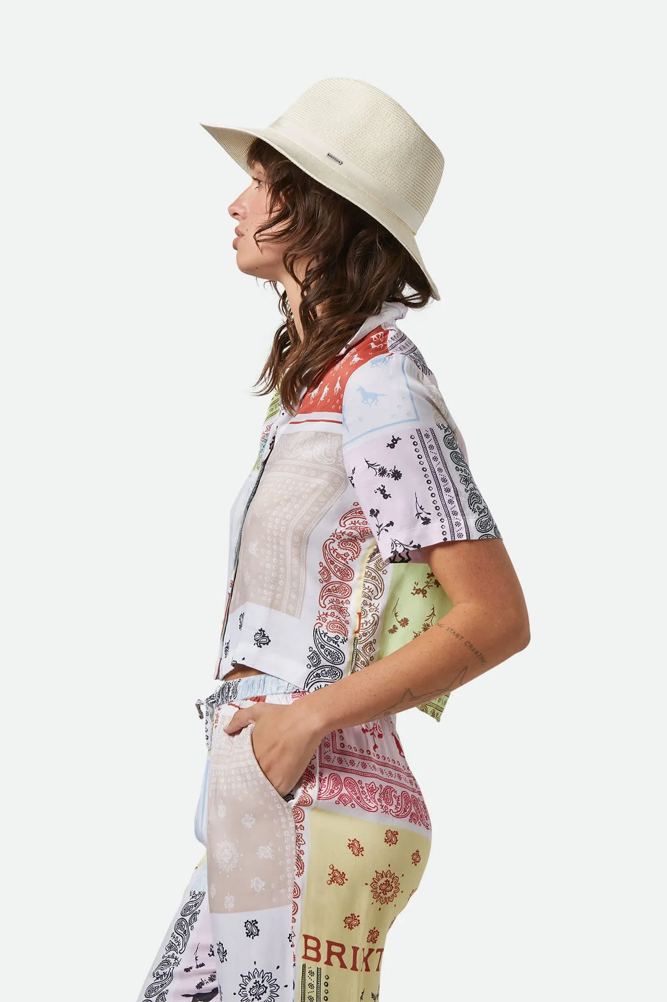Carolina Straw Packable Travel Hat - Bone/Bone Brixton