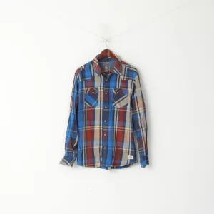 Cars Jeans Men L Casual Shirt Multi Colour Check Cotton Snap Pocket Long Sleeve Top