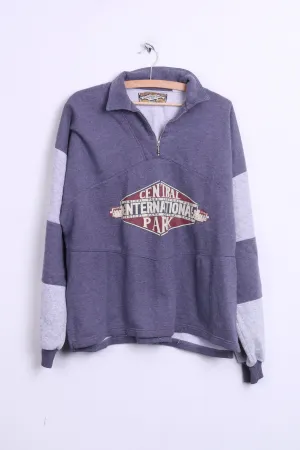 Central Park Mens L Classic Sweatshirt Authentic Zip Neck Cotton Top