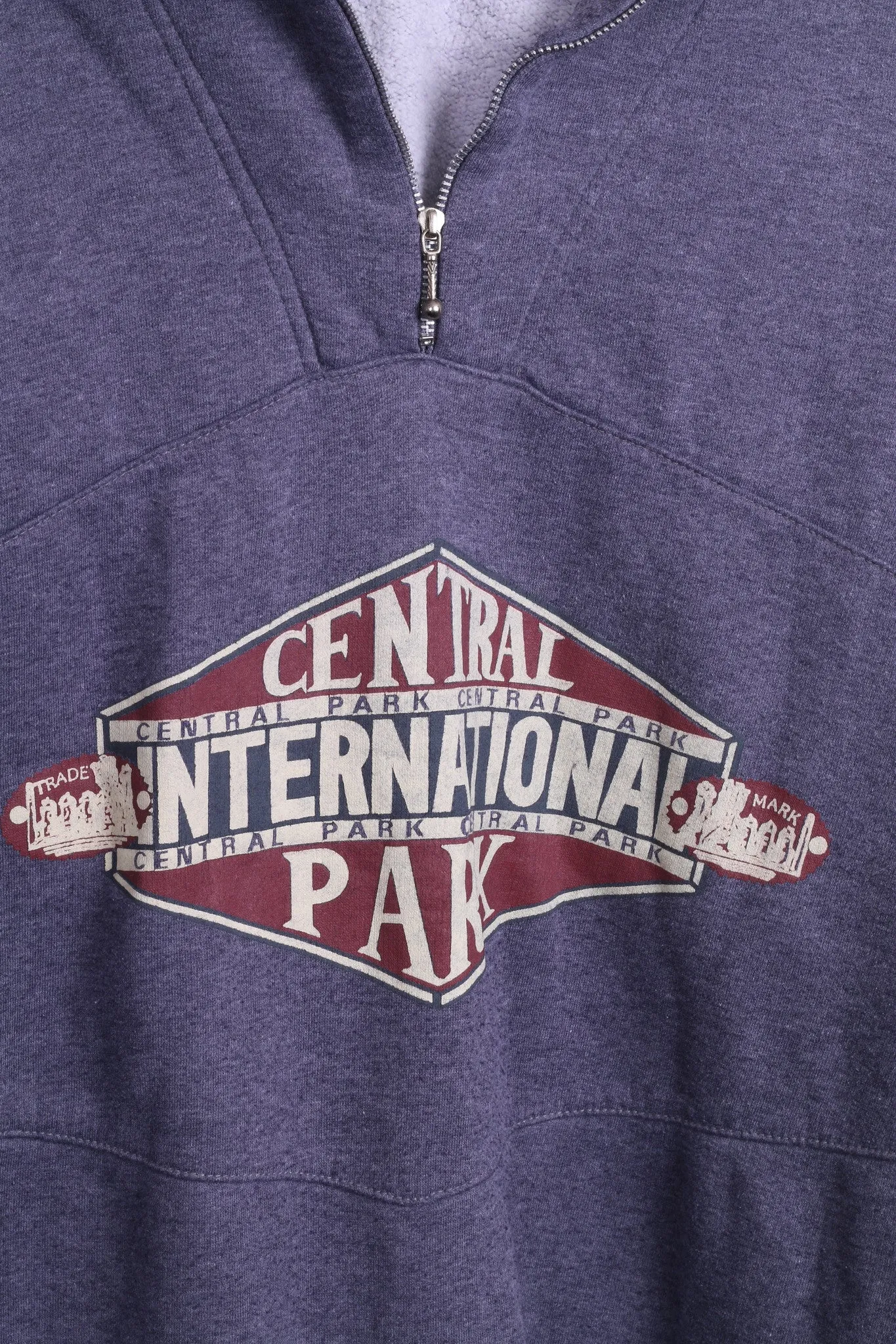 Central Park Mens L Classic Sweatshirt Authentic Zip Neck Cotton Top