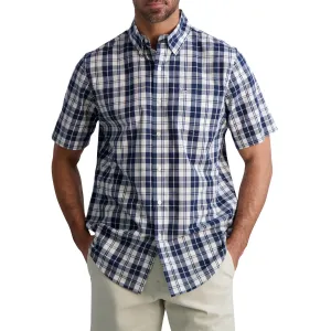 Chaps Men's Short Sleeve Recycled Poly Stretch Woven Shirt