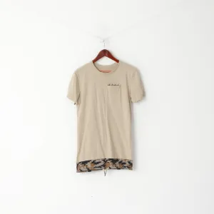 Chapter Men S T-Shirt Beige Cotton Mood Status Update Drawstring Crew Neck Top