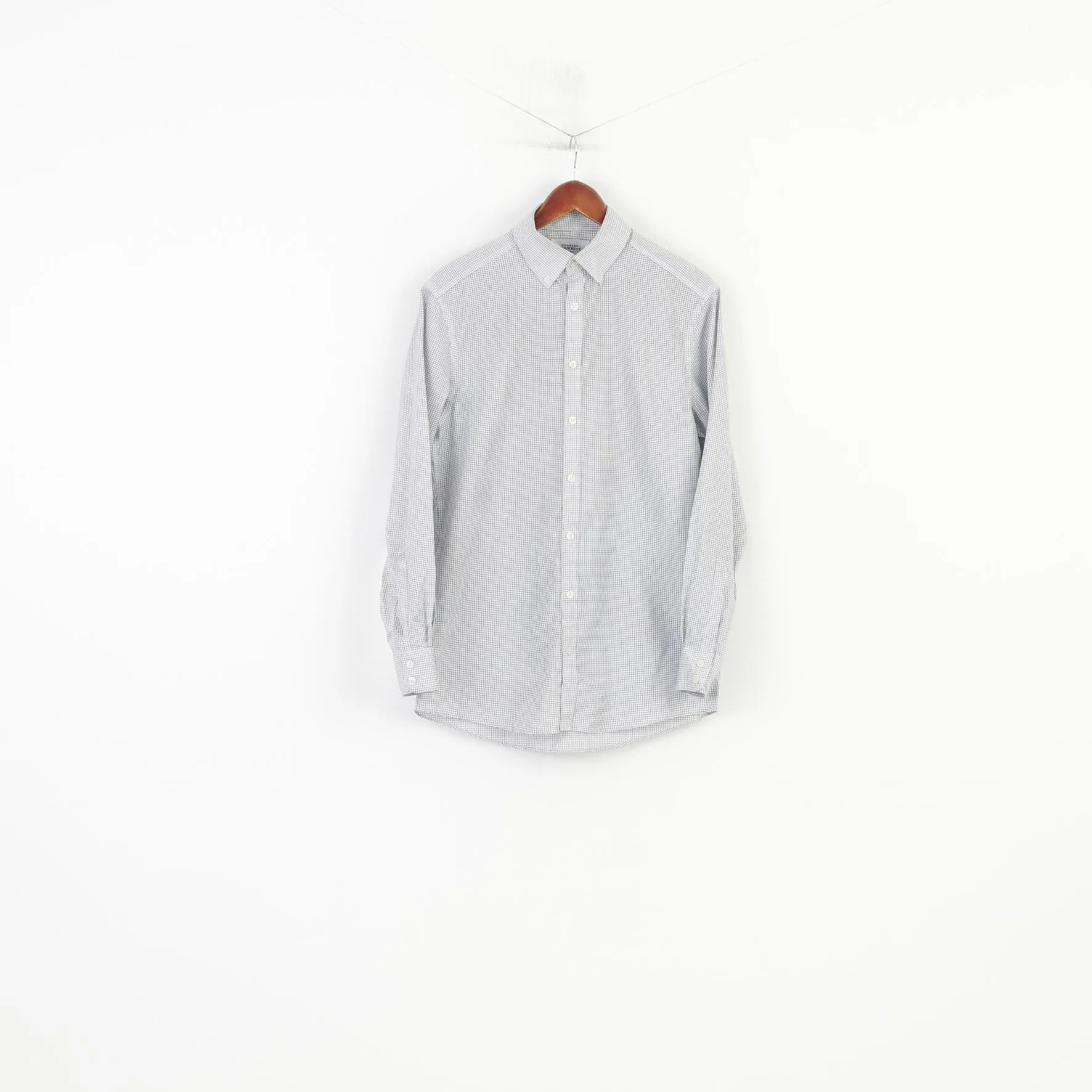 Charles Tyrwhitt Men 15 1/2 39 M Casual Shirt Checkered White Long SLeeve Street London Vintage Cotton Top
