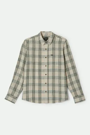 Charter Linen Blend L/S Shirt - Off White/Ivy Green Plaid Brixton