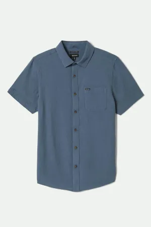 Charter Organic Cotton Linen Blend S/S Shirt - Azure Blue Brixton