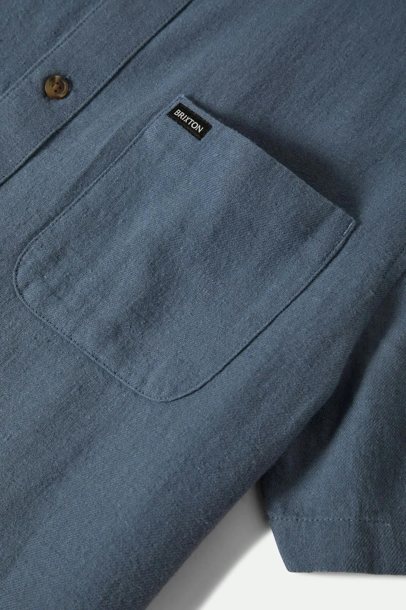 Charter Organic Cotton Linen Blend S/S Shirt - Azure Blue Brixton