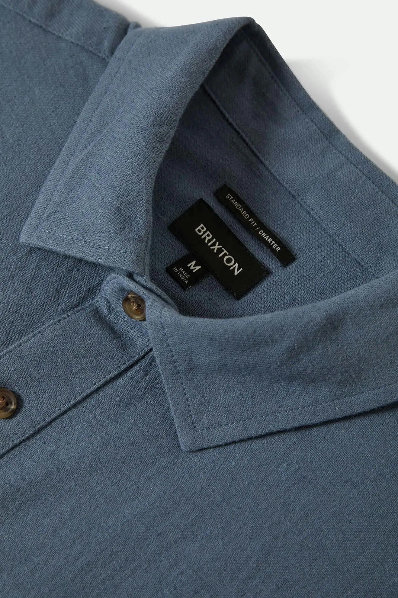 Charter Organic Cotton Linen Blend S/S Shirt - Azure Blue Brixton