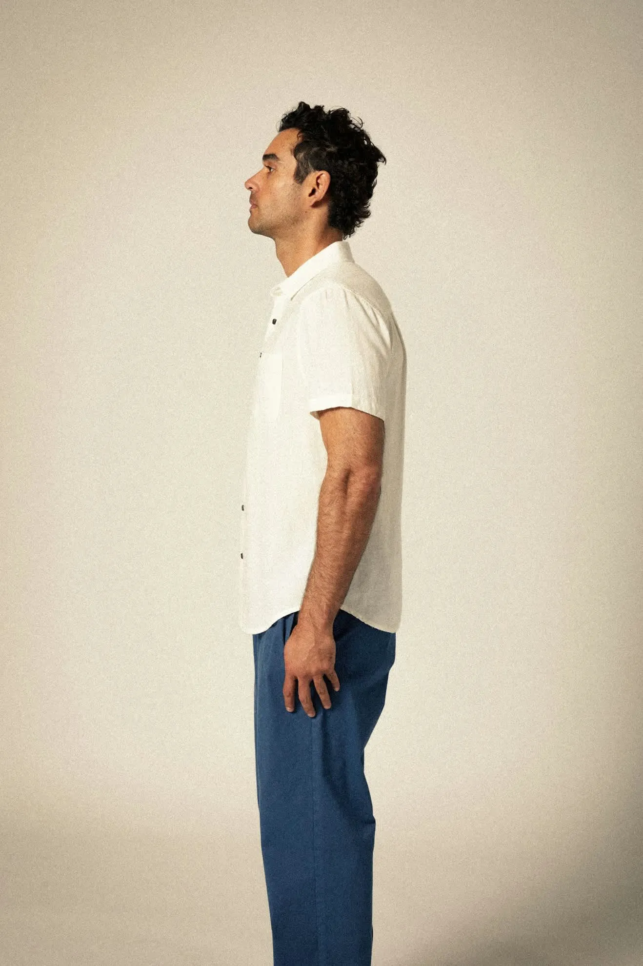 Charter Organic Cotton Linen Blend S/S Shirt - Egret White Brixton