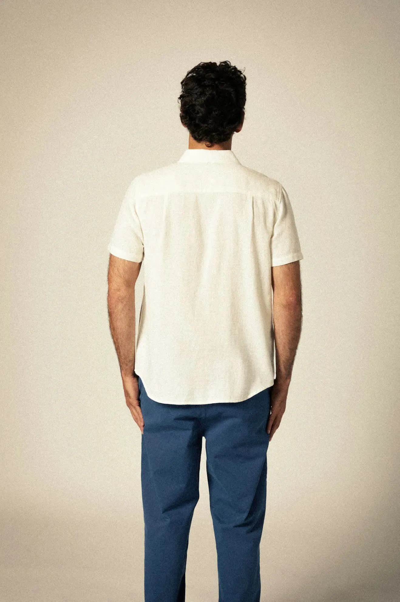Charter Organic Cotton Linen Blend S/S Shirt - Egret White Brixton