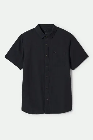 Charter Organic Cotton Linen Blend S/S Shirt - Washed Black Brixton