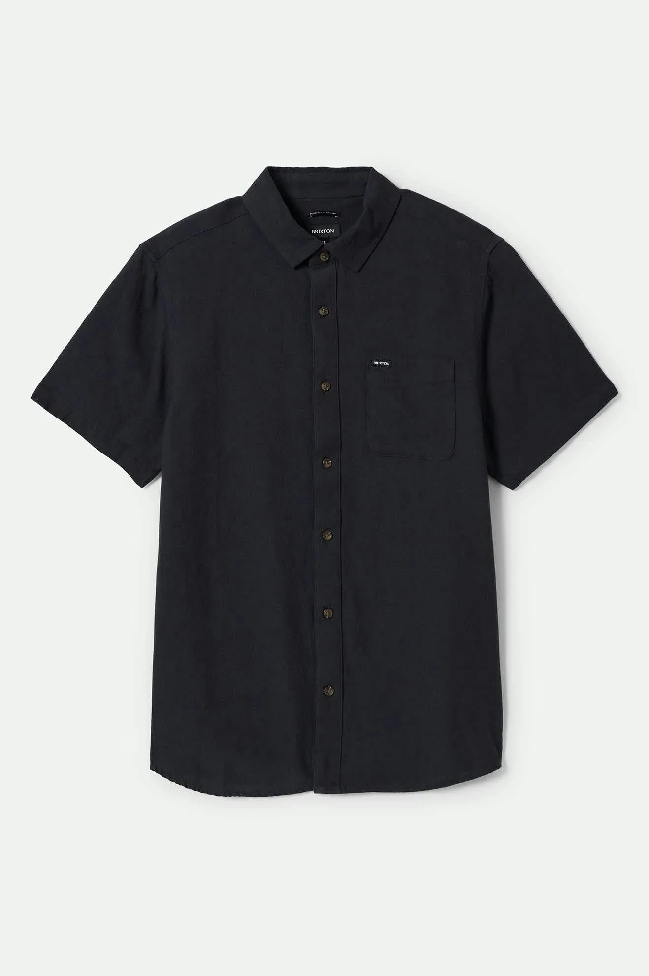 Charter Organic Cotton Linen Blend S/S Shirt - Washed Black Brixton