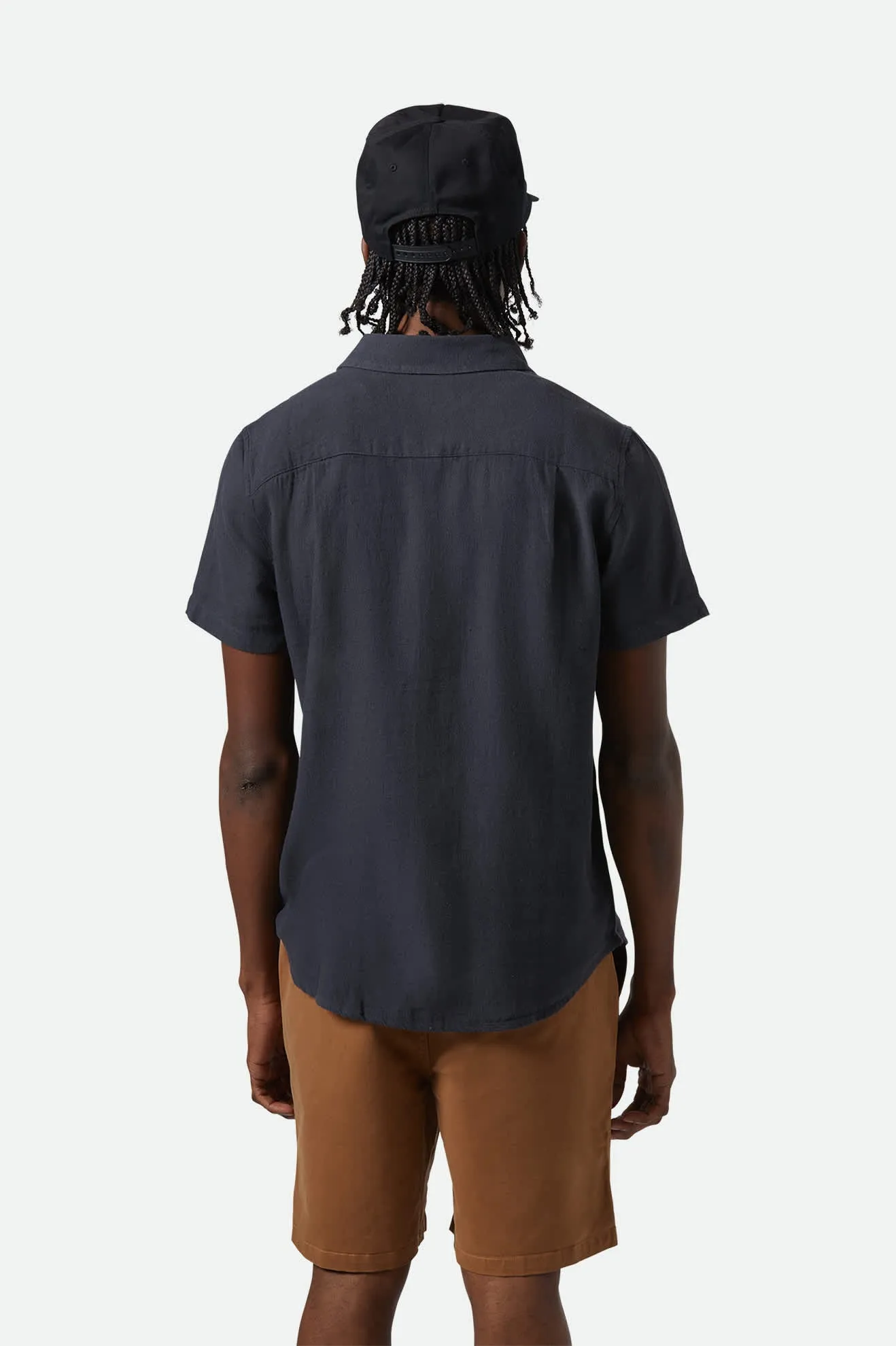 Charter Organic Cotton Linen Blend S/S Shirt - Washed Black Brixton