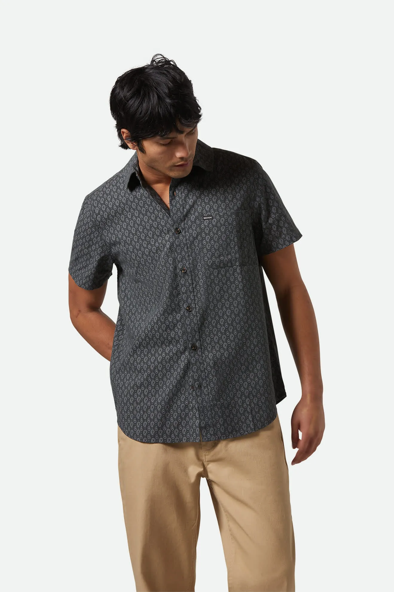 Charter Print S/S Shirt - Washed Black/Paisley Brixton