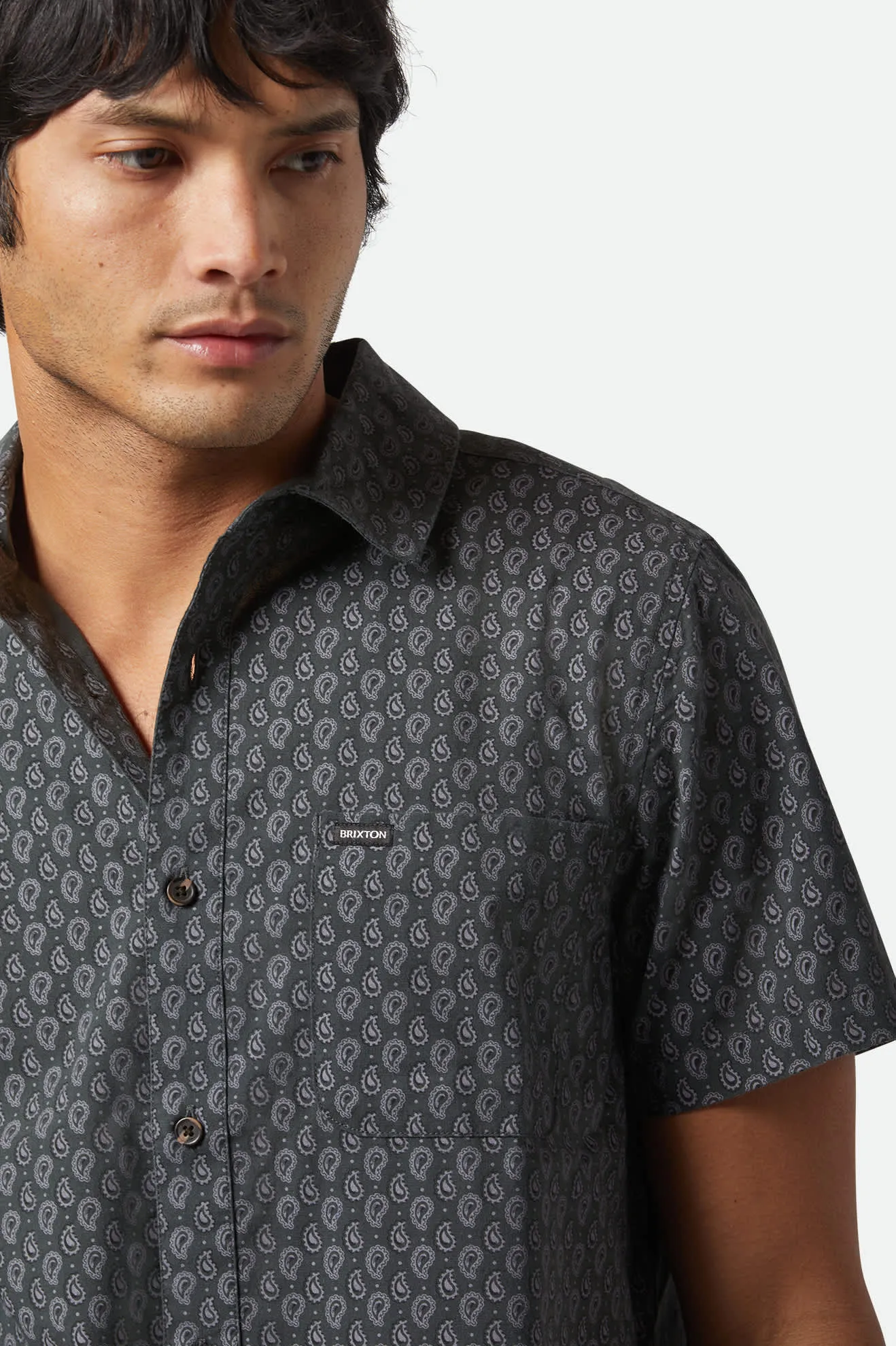 Charter Print S/S Shirt - Washed Black/Paisley Brixton