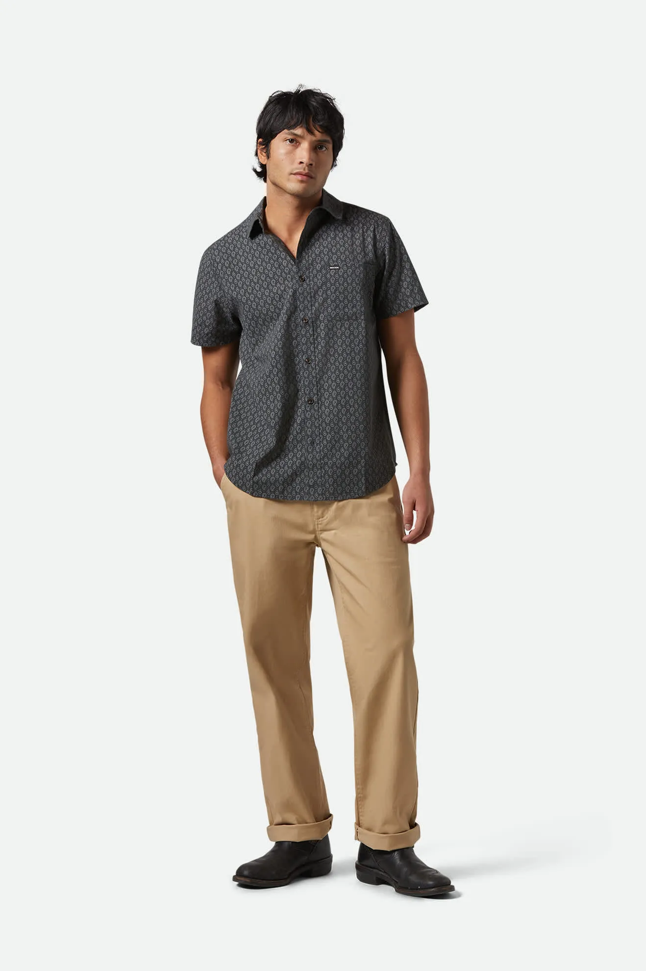 Charter Print S/S Shirt - Washed Black/Paisley Brixton