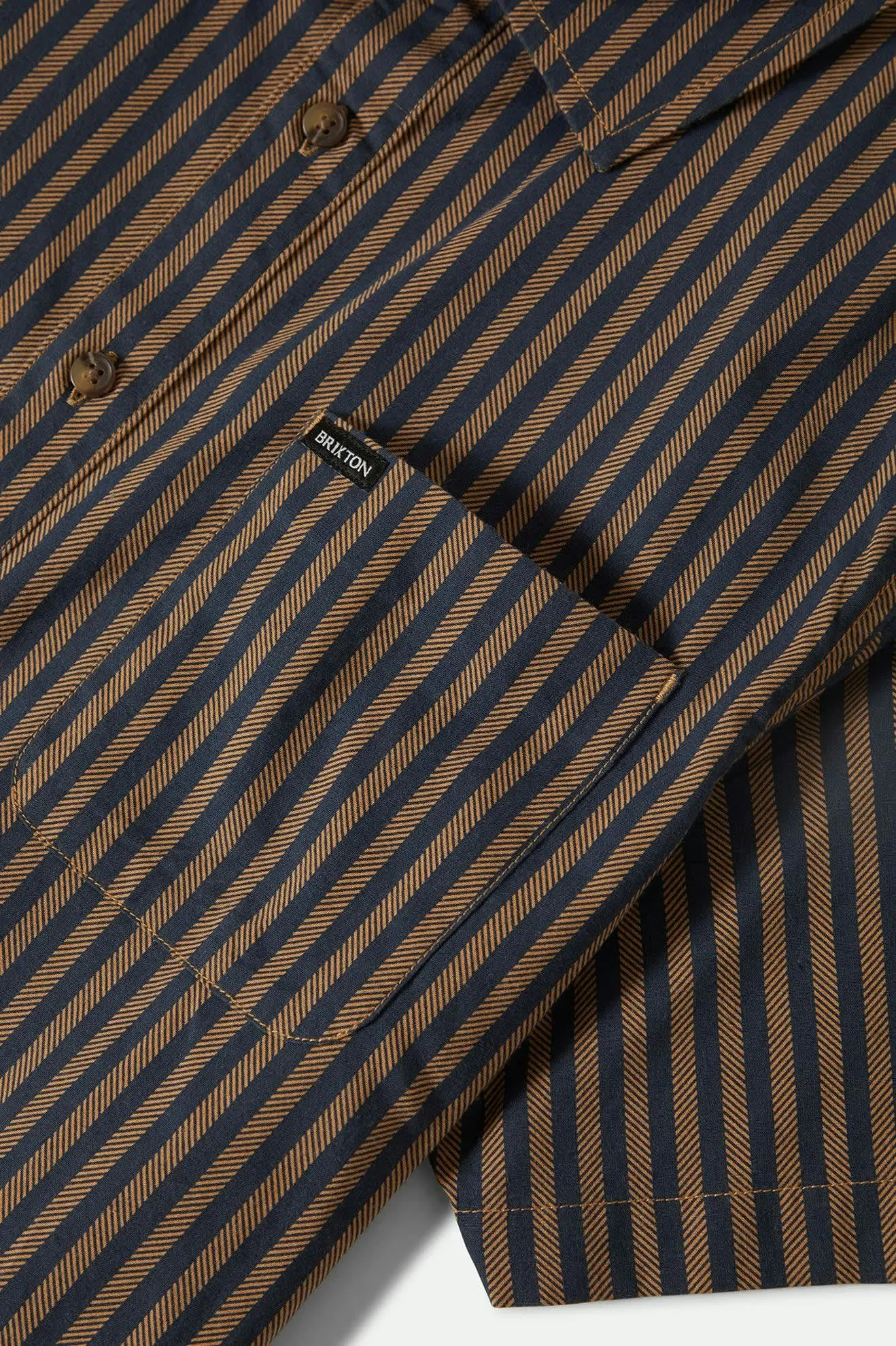 Charter Print S/S Shirt - Washed Blue/Sunnaked Stripe Brixton