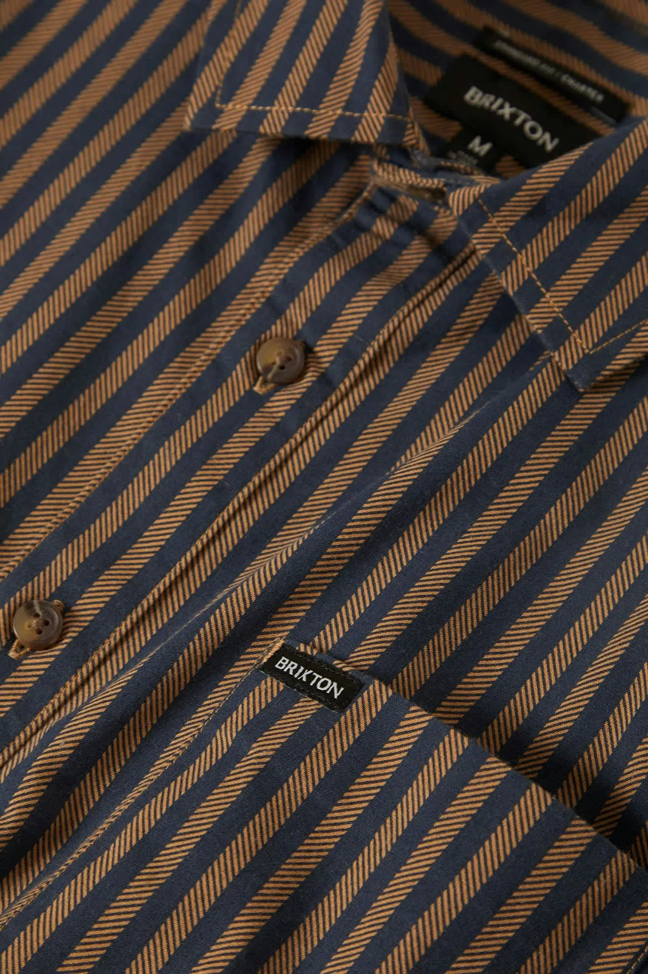 Charter Print S/S Shirt - Washed Blue/Sunnaked Stripe Brixton