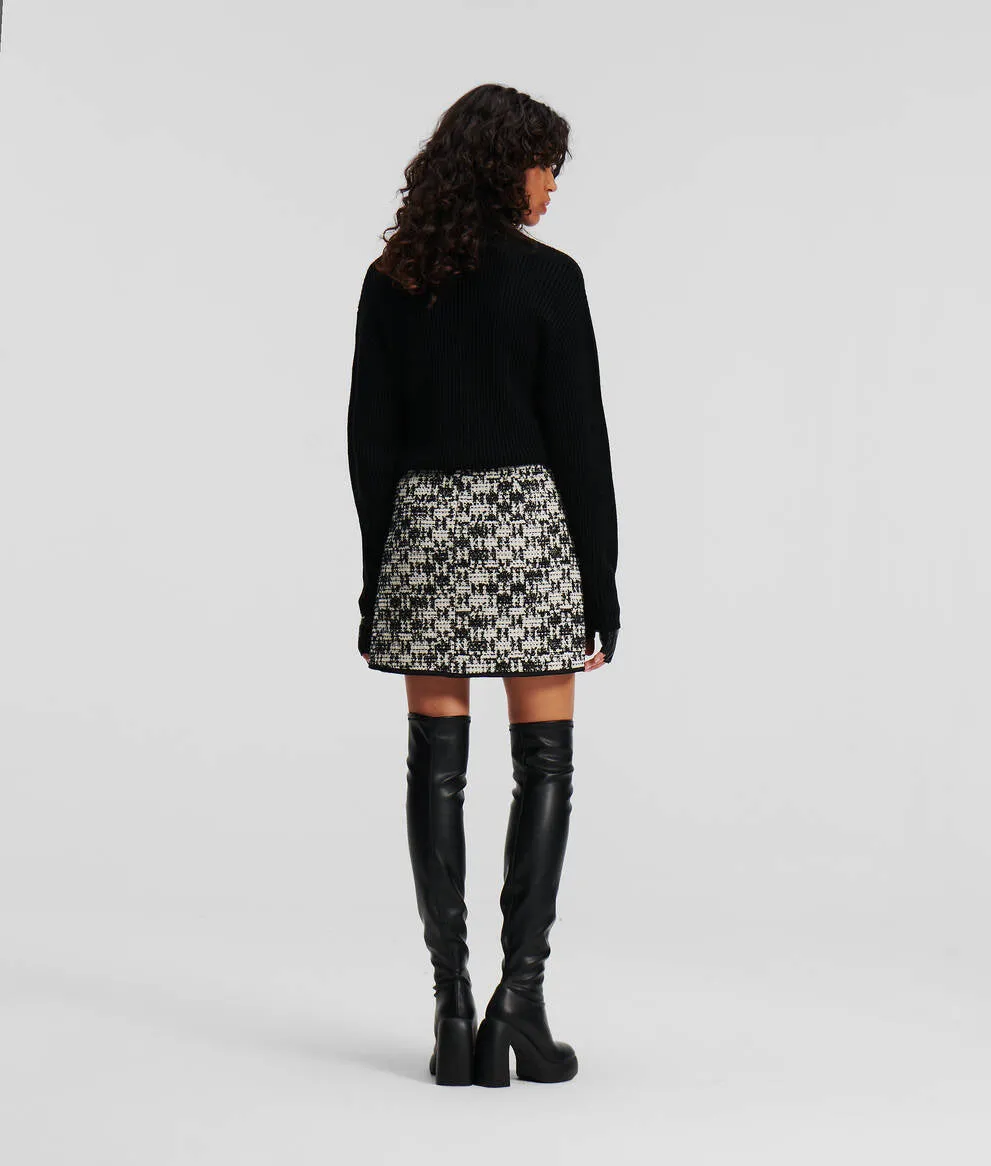 CHECKED BOUCL SKIRT