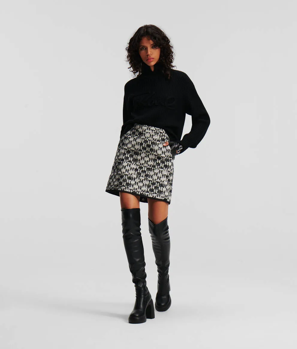 CHECKED BOUCL SKIRT