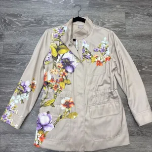 Chicos Floral Print Military Style JACKETS 1