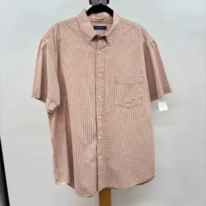 Club Room Men's Size XL Orange Cotton Checkered Short Sleeve Shirt