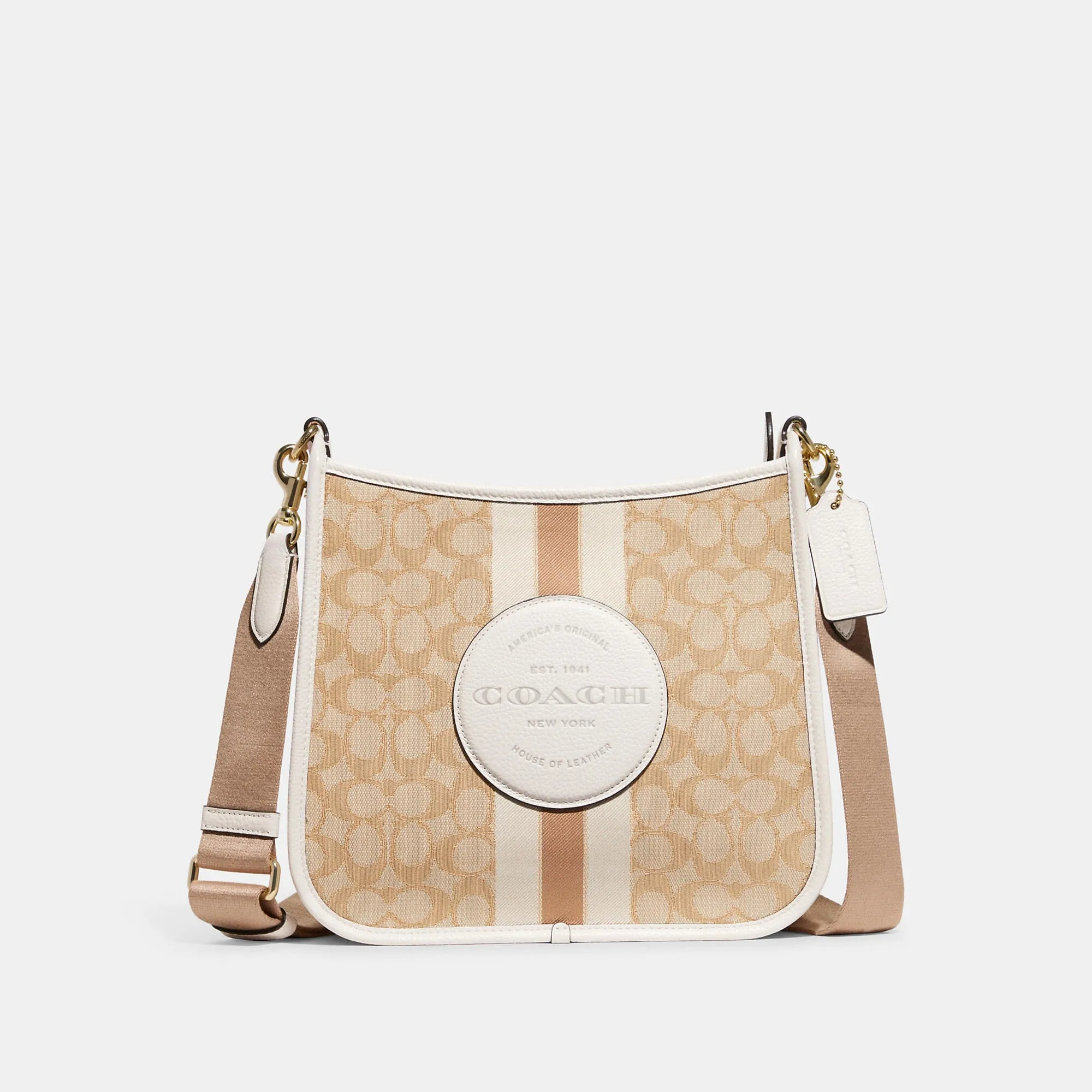Coach Outlet Dempsey File Bag In Signature Jacquard With Stripe And Coach Patch