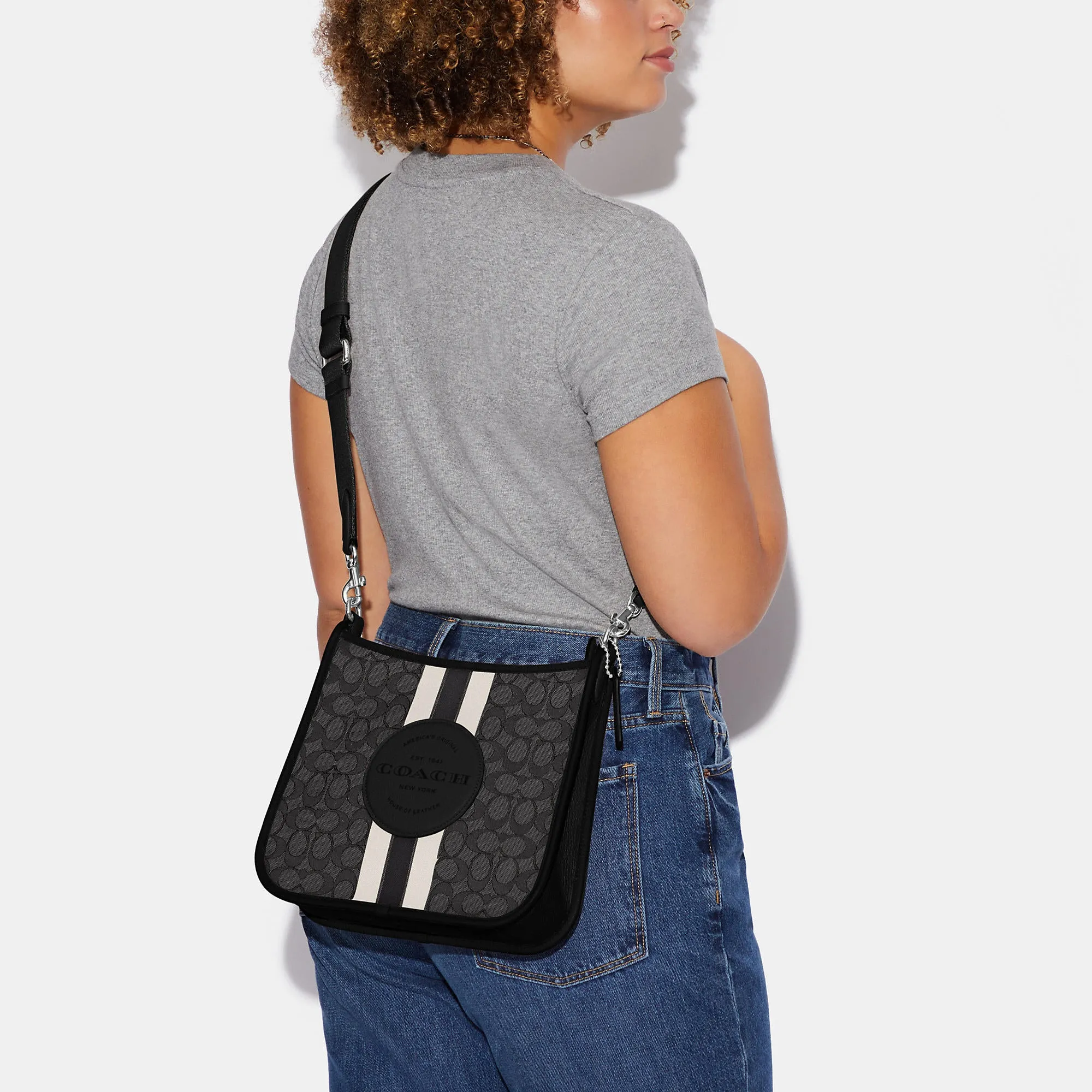 Coach Outlet Dempsey File Bag In Signature Jacquard With Stripe And Coach Patch