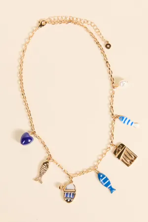 Coastal Fish Blue Charm Necklace
