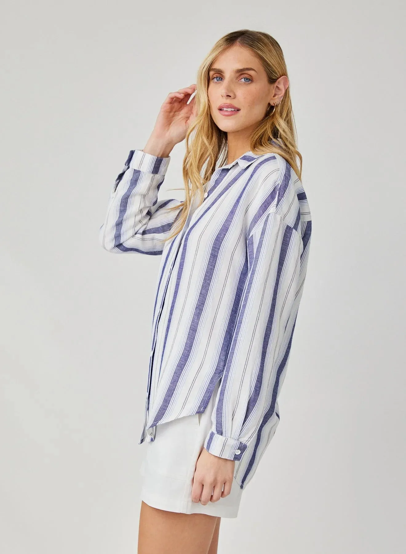 COASTAL OMBRE STRIPE LONG SLEEVE BUTTON DOWN SHIRT