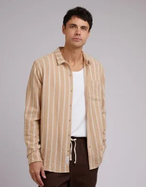 Coen Stripe Long Sleeve Shirt Tan