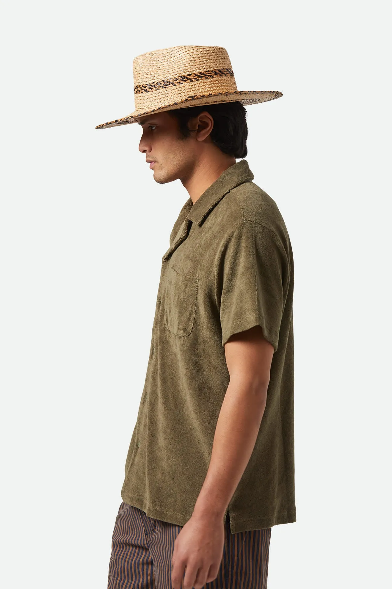 Cohen Straw Cowboy Hat - Tan/Black Brixton