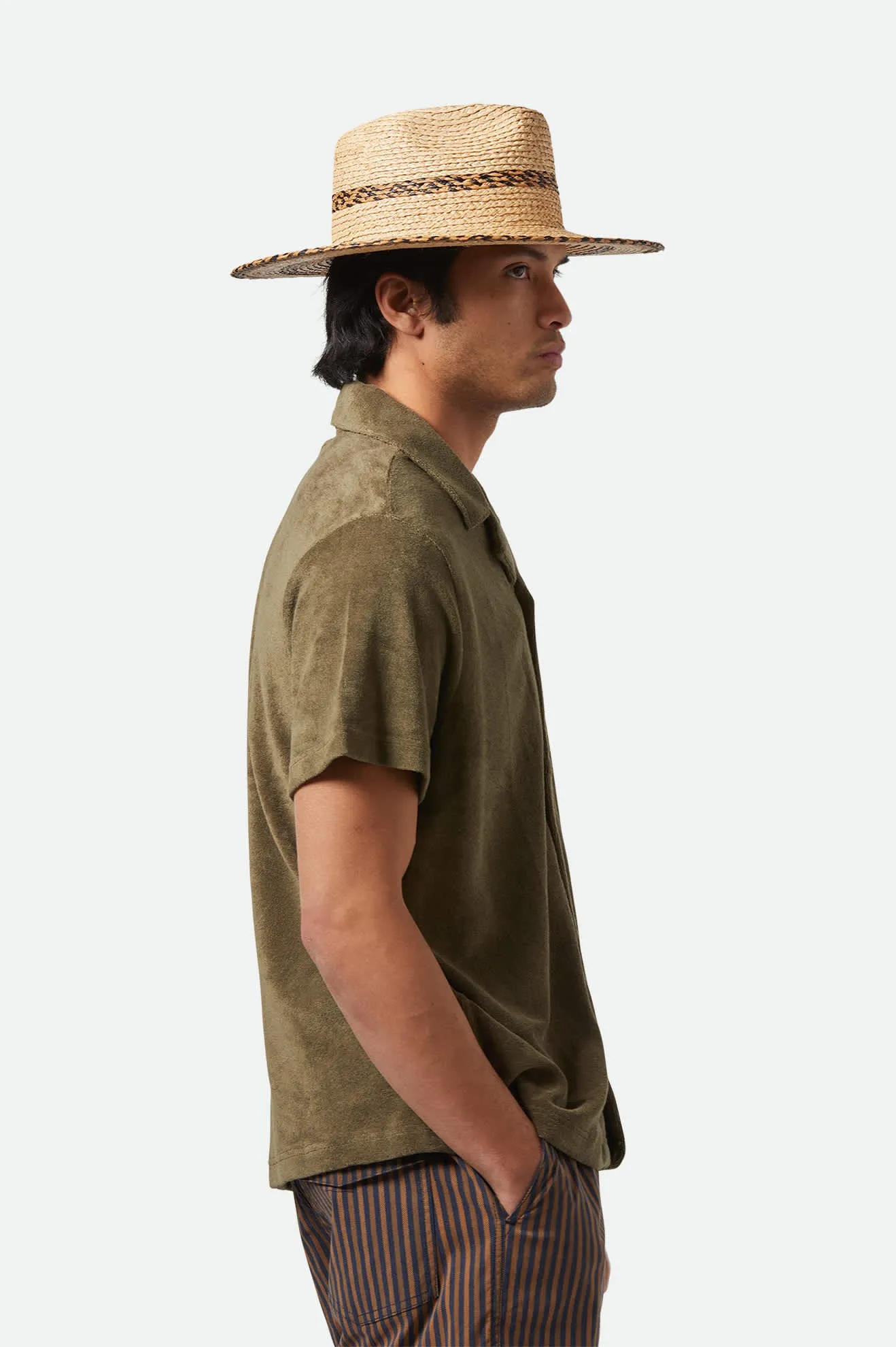 Cohen Straw Cowboy Hat - Tan/Black Brixton