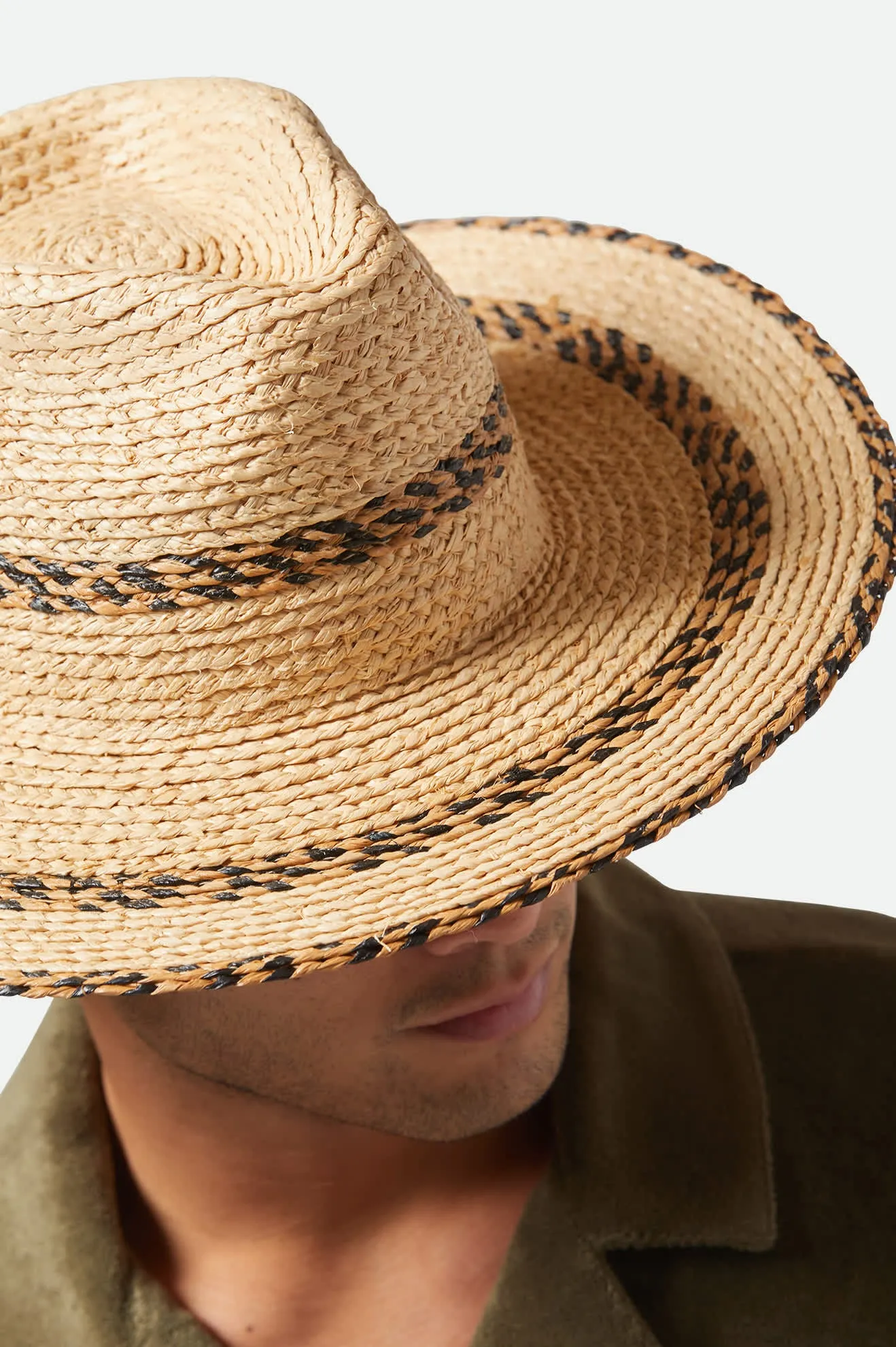 Cohen Straw Cowboy Hat - Tan/Black Brixton