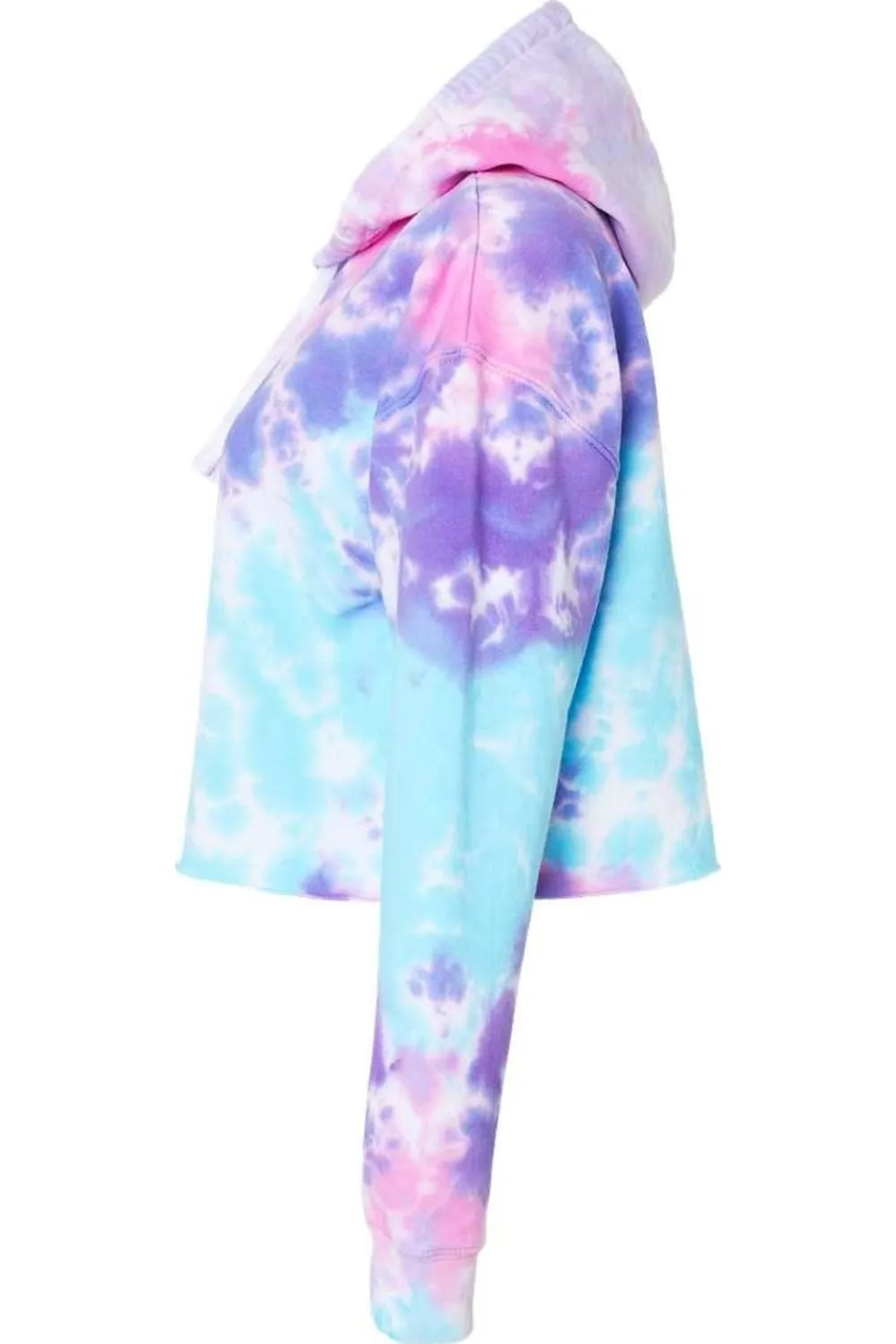 Colortone Womens Tie-Dyed Crop Hooded Sweatshirt