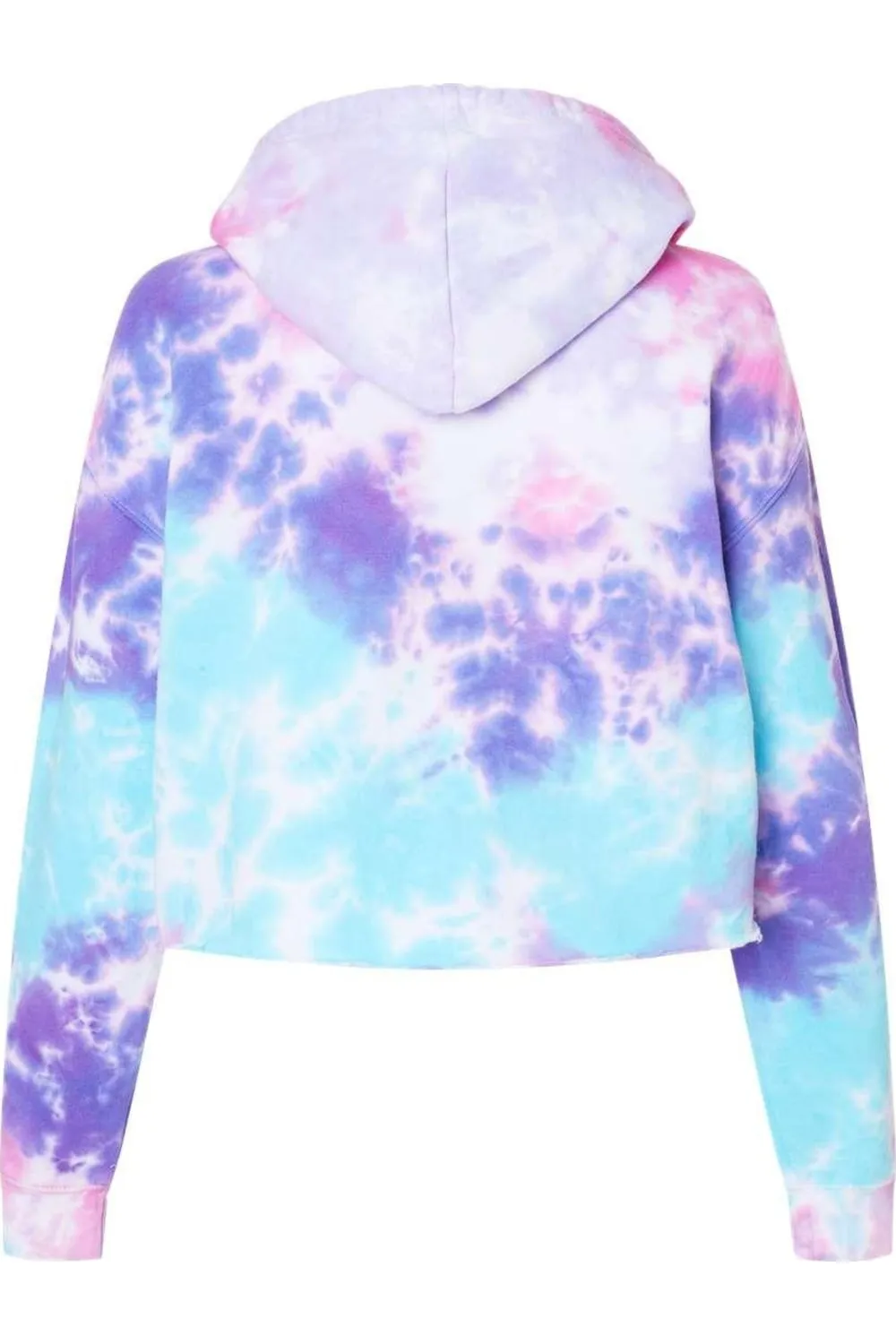 Colortone Womens Tie-Dyed Crop Hooded Sweatshirt