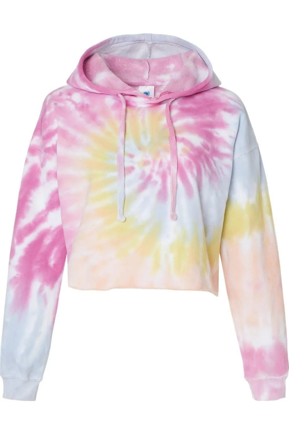 Colortone Womens Tie-Dyed Crop Hooded Sweatshirt
