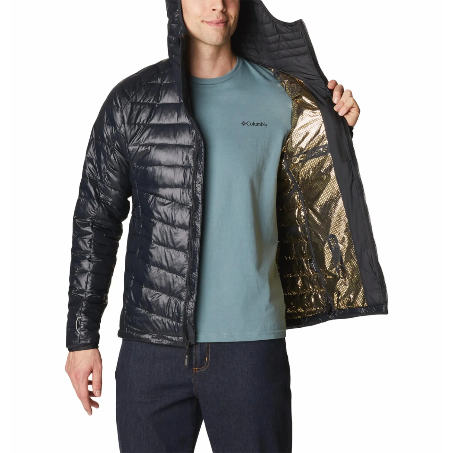 Columbia Men Black Omni-Heat Infinity Platinum Peak II Hooded Jacket
