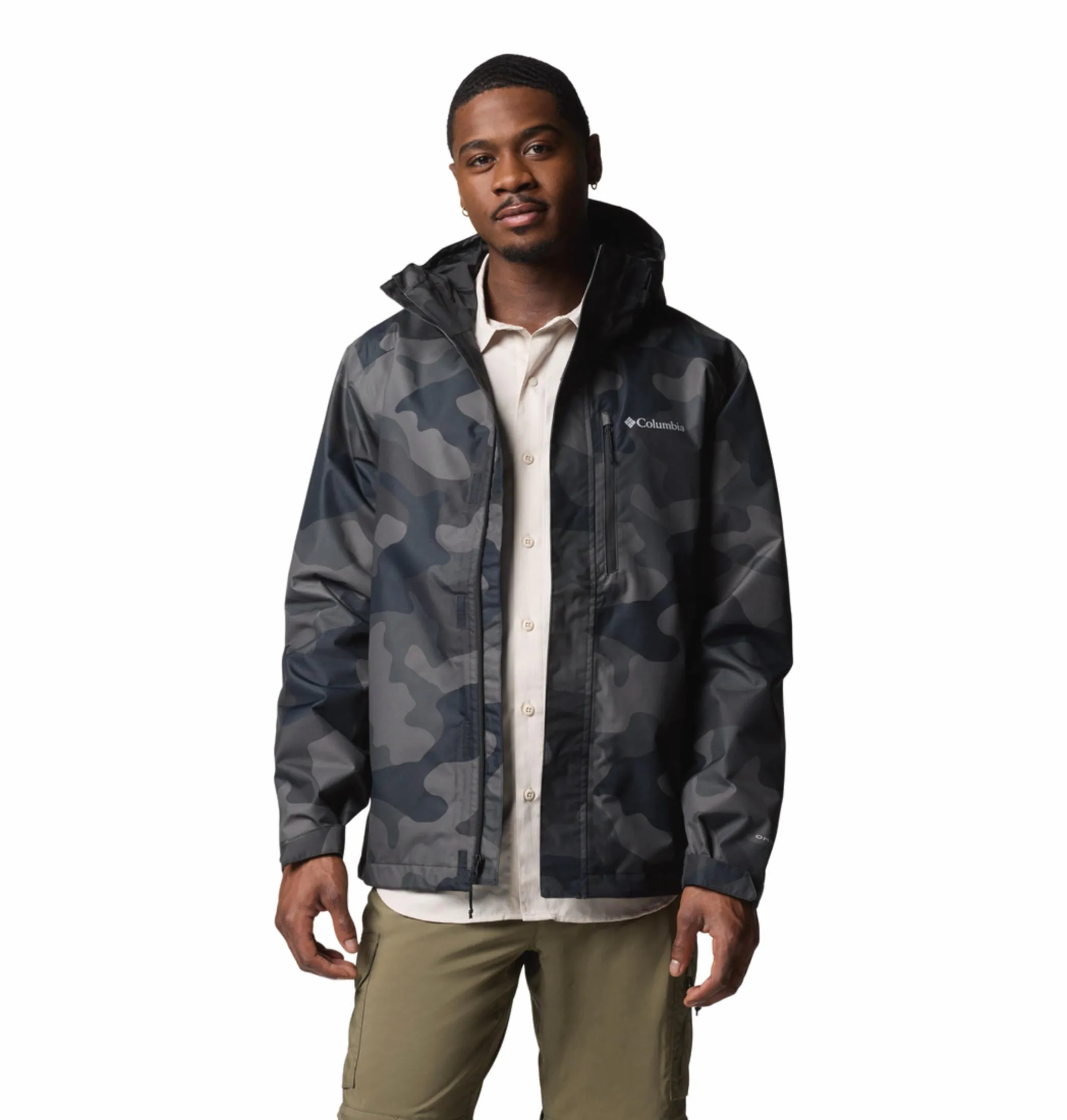 Columbia Men Black Omni-Tech Hikebound II Printed Waterproof Rain Jacket