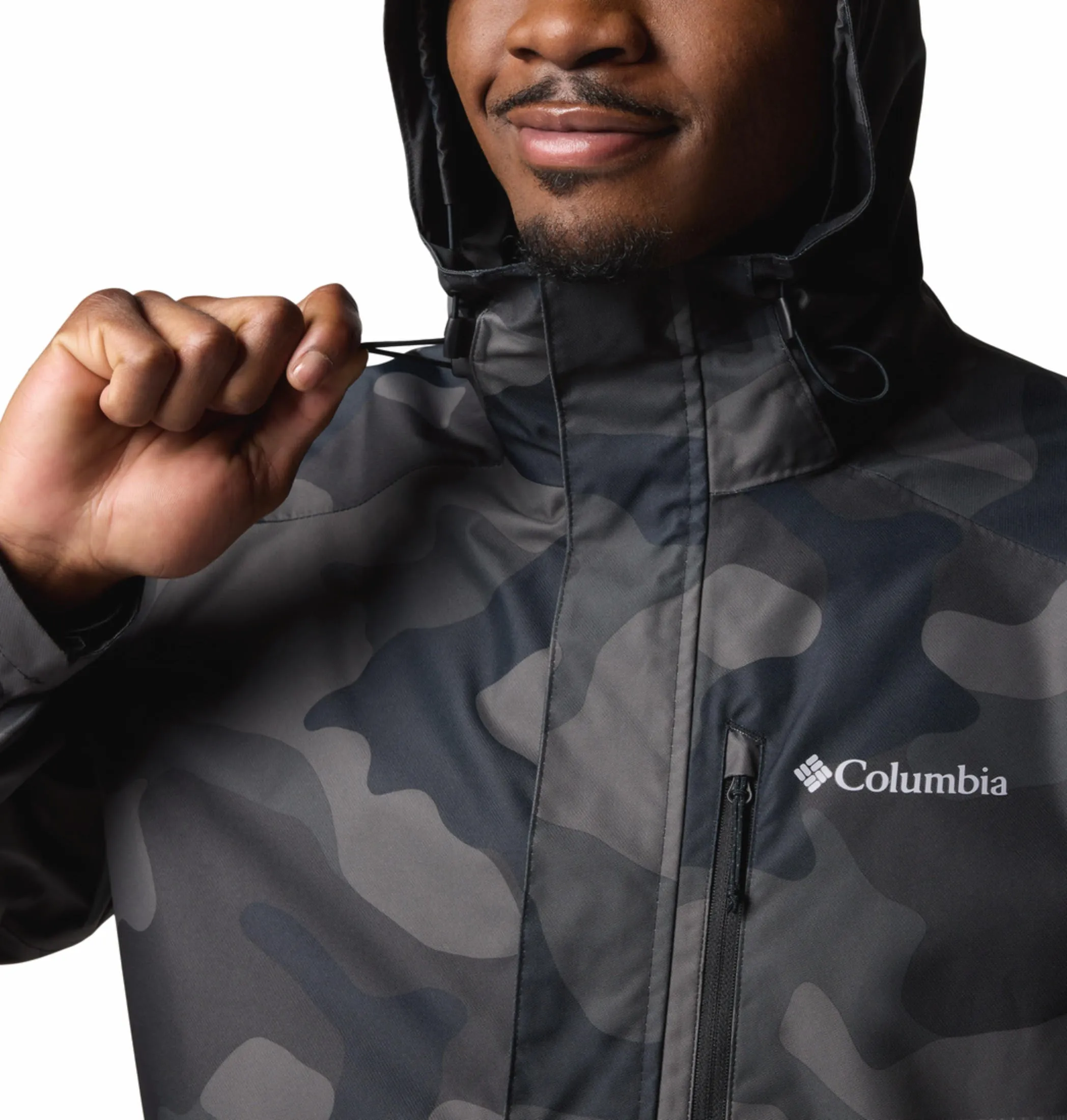 Columbia Men Black Omni-Tech Hikebound II Printed Waterproof Rain Jacket