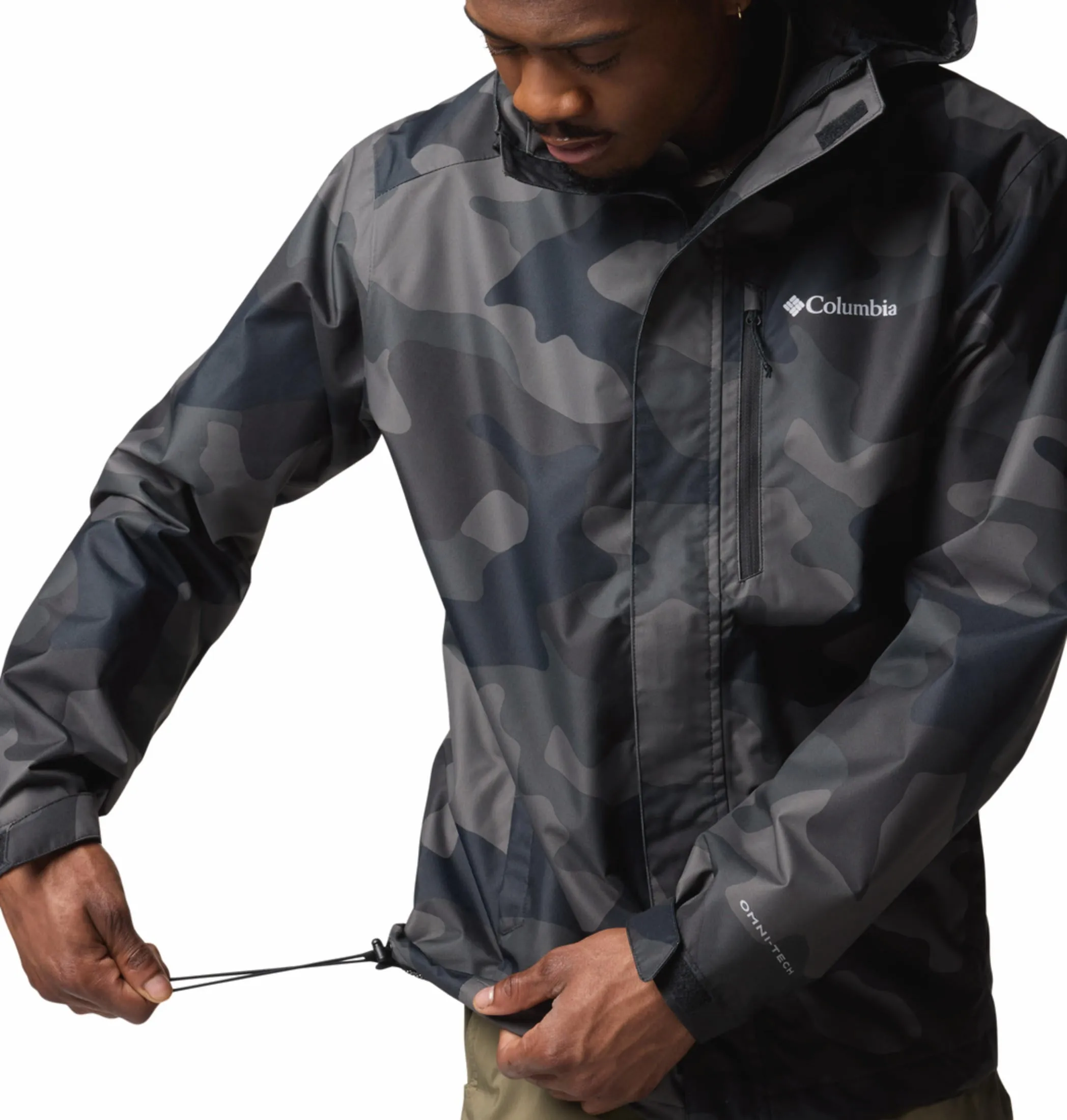 Columbia Men Black Omni-Tech Hikebound II Printed Waterproof Rain Jacket