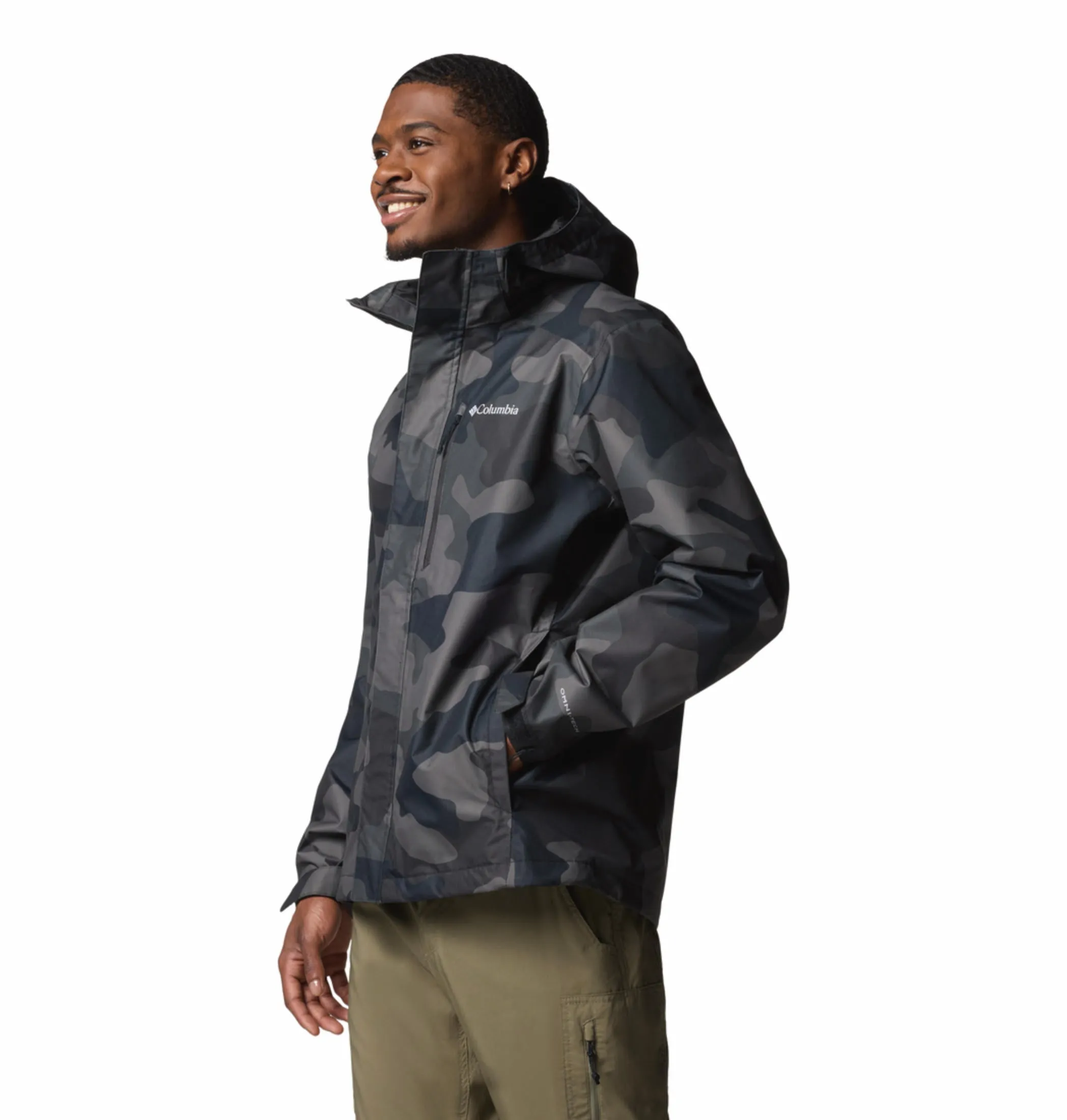 Columbia Men Black Omni-Tech Hikebound II Printed Waterproof Rain Jacket