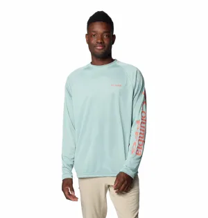 Columbia Men Blue Omni-Shade Terminal Tackle Heather Long Sleeve Shirt