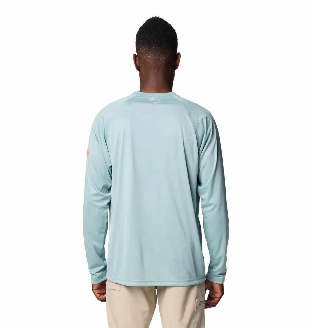 Columbia Men Blue Omni-Shade Terminal Tackle Heather Long Sleeve Shirt