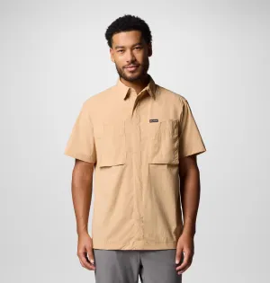 Columbia Men Brown Omni-Freeze Black Mesa Utility Short Sleeve Shirt