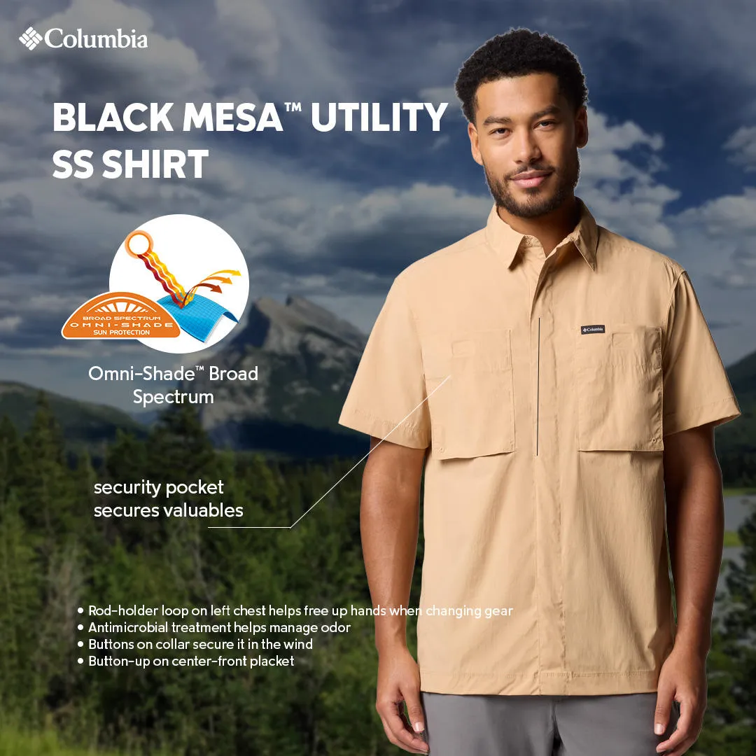 Columbia Men Brown Omni-Freeze Black Mesa Utility Short Sleeve Shirt