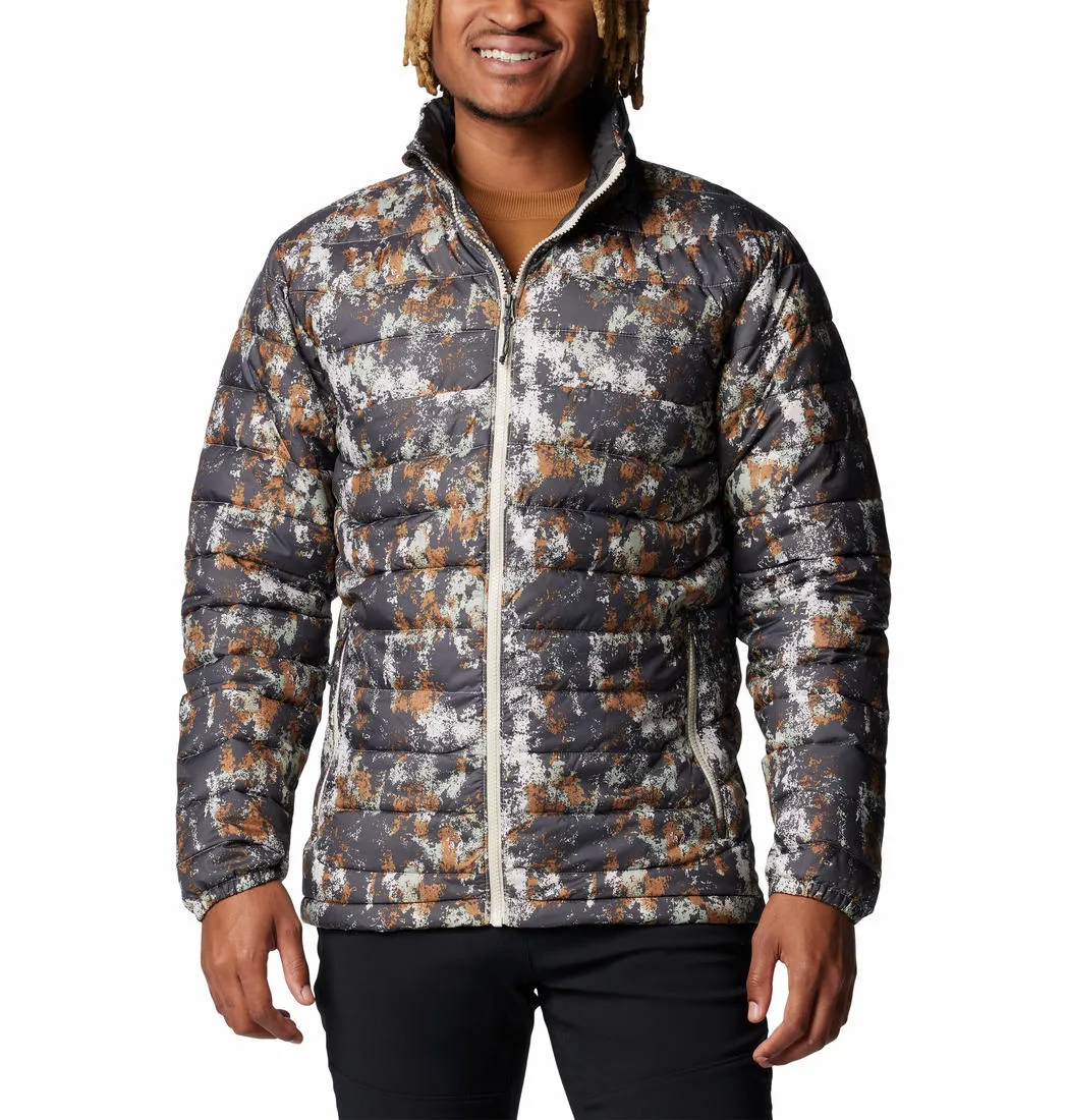 Columbia Men Brown Omni-Heat Reflective Powder Lite II Printed Jacket