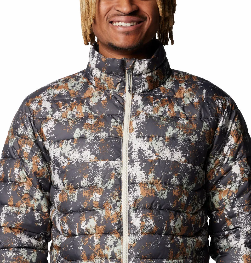 Columbia Men Brown Omni-Heat Reflective Powder Lite II Printed Jacket