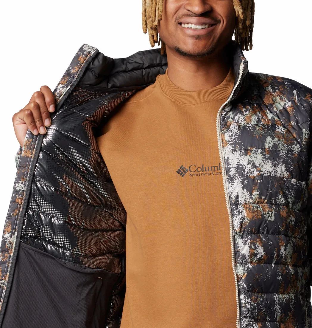 Columbia Men Brown Omni-Heat Reflective Powder Lite II Printed Jacket